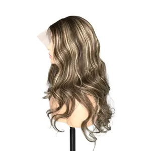 20 אינץ 'צבע balayage 2/27 # שיער אדם פאות 13 "x6" hd חזית תחרה חזית הדגשה סינית remy שיער תחרה חזיתית פאה חזיתית