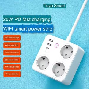 20W PD EU tipo 3 Socket 2 USB 1 Tipo C Carga Tuya Wifi Smart Power Strip Plug Socket - Product Image 5