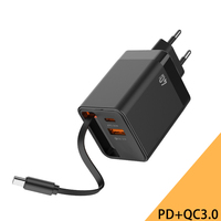 20W 40W USB-C 3-en-1 Chargeur de Voyage Rétractable Adaptateur PD Compatible QC3.0 EU Charge Rapide pour Écouteurs Téléphone Produit Électrique