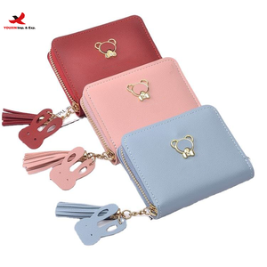 RTS Bulk Mixed Order Lady Zipper Coin Purse Solid Vintage Matte Girl Short Clutch <b>Wallet</b> With Rabbit Head Tassel <b>Card</b> Holder - Product Image 1