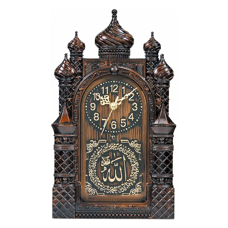 Venda quente Antique Wood Plastic Relógio De Parede Islâmico Azan Muçulmano Home Decor Eid Ramadan Relógio