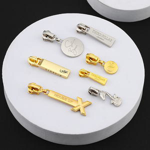Custom Logo Metal Zipper Slider OEM Engraved Brand Logo Zipper <b>Puller</b> Custom Metal Zipper Pull for Handbag - Product Image 2