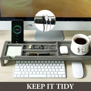 Wooden Keyboard Tray Stand With Storage Compartments For <b>Desk</b> Organization And <b>Space</b> <b>Saving</b> - Product Image 4