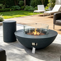 Table de foyer au gaz contemporaine pour patio - Finition en béton foncé pour jardin
