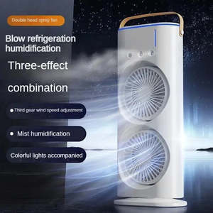 Ventilateur de bureau portable à double tête oscillante, climatiseur à pulvérisation rechargeable avec télécommande, double humidificateur pour l'été - Product Image 5