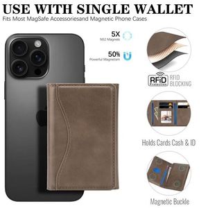 Cartera de Cuero PU de Estilo Vintage, Triple Pliegue, con Tarjetero Magnético, Bolsillo Magnético Adhesivo para la Parte Posterior del Teléfono, para Tarjetas de Crédito - Product Image 2