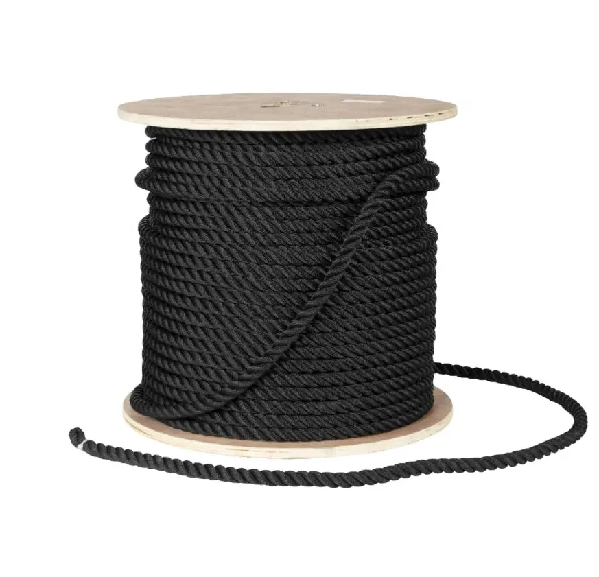 Marine black polyester double twisted 3 strands mooring rope