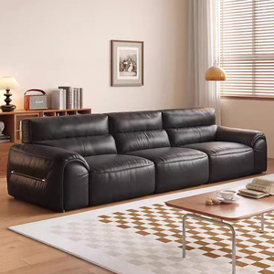 Cómodo Sofá Negro Moderno para Sala de Estar, Juego de Sofás de Estilo Europeo, Sofá Grande con Respaldo Alto - Product Image 1