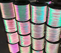 Hilo Reflectante Plateado Brillante de 0.2-3mm / Hilo Reflectante Retro de Doble Cara con Efecto Arcoíris Iridiscente para Prendas de Moda
