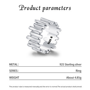 925 <b>Silver</b> Minimalist Multi-Bar <b>Silver</b> Open <b>Ring</b> Contemporary Style Stackable <b>Statement</b> JewelryDesign Fashion Jewelry for Daily - Product Image 2