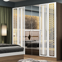 Ensemble de chambre à coucher Kusimi, version mise à jour, prix bas, moderne, tailles personnalisées, 5 pièces : lit, 2 tables de nuit, armoire, commode, réglable