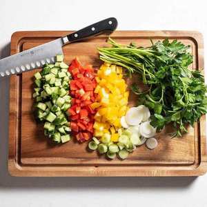 Tabla de cortar rectangular de madera de acacia ecológica, gruesa, de doble cara, personalizada, para carne y charcutería. - Product Image 3