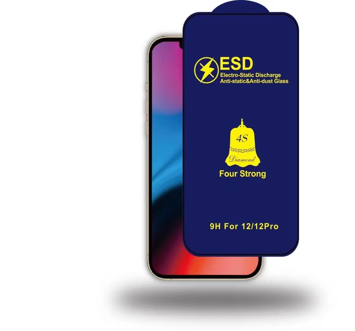 9H पूर्ण गोंद टेम्पर्ड ग्लास 4 एस ESD के लिए टेम्पर्ड ग्लास स्क्रीन रक्षक iphone 12 प्रो 6.1