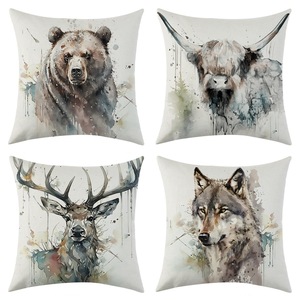 Funda de almohada con estampado animal, cuadrada, 45x45cm, lavable, estilo nórdico, para decoración de sofá de sala de estar - Product Image 1