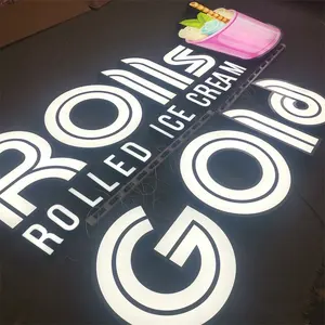 Loja de negócios letras sinais de nome da loja led rgb luz impressão externa iluminada sinais de logotipo personalizado