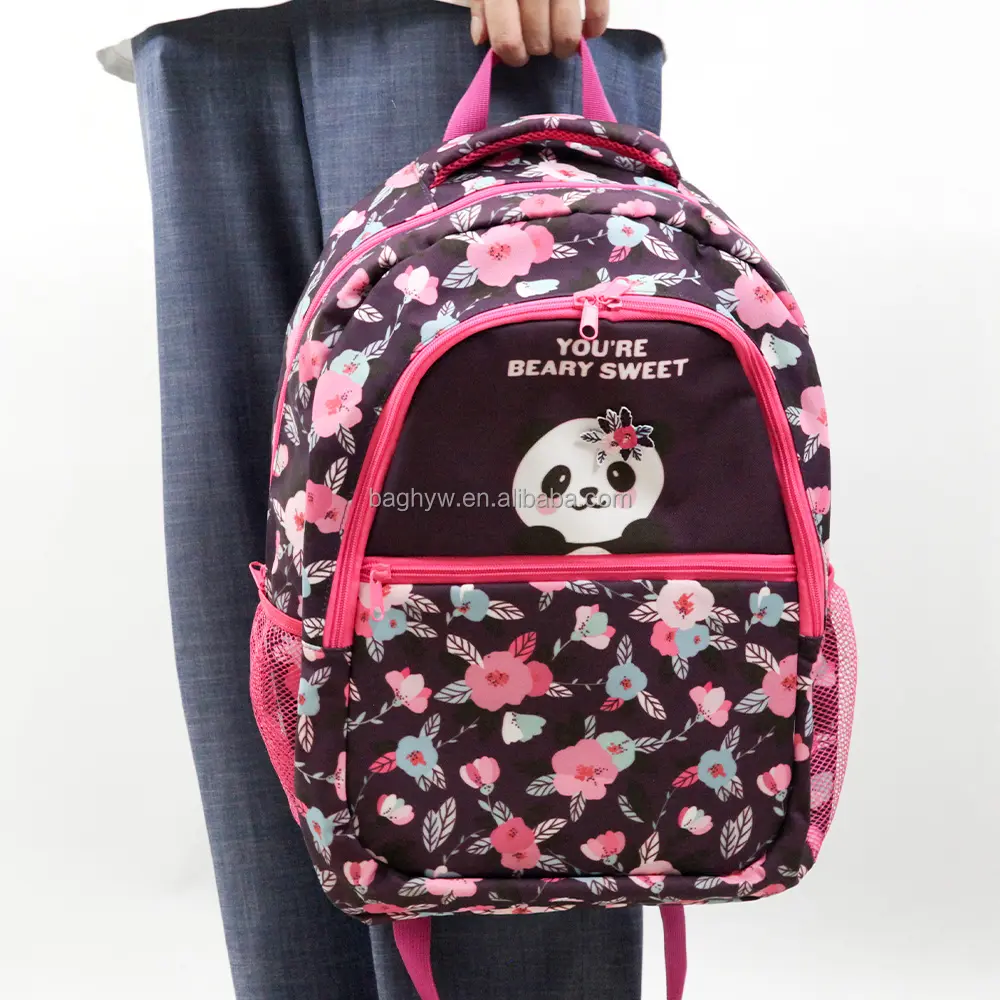 女の子のためのオリジナルデザイン学生子供かわいいパンダ子供軽量中学校バッグバックパック