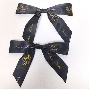 High Quality Polyester Ribbon <strong>Pre</strong> Made Custom Satin Ribbon Bows for Gifts with logo <strong>Printed</strong> and Clip - Product Image 2