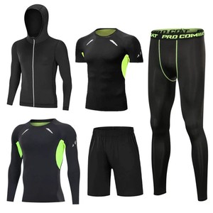Set Fitness da <span class=keywords><strong>Uomo</strong></span> in 5 Pezzi, Abbigliamento Compressivo ad Asciugatura Rapida per Palestra, Basket e Corsa - Product Image 1