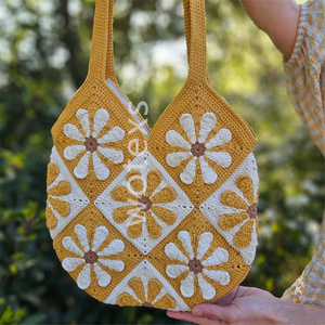 Haute qualité <span class=keywords><strong>Crochet</strong></span> Daisy <span class=keywords><strong>Sac</strong></span> Fourre-Tout Fleur Fourre-Tout Grand-Mère Carré Fleur <span class=keywords><strong>Sac</strong></span> <span class=keywords><strong>Crochet</strong></span> Épaule Fête Des Mères Cadeau - Product Image 2