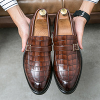 Mocassins à enfiler pour homme, grande taille, tendance automne, style vintage, mode coréenne, boucle britannique, imprimés animaliers, bout pointu, dessus en PU