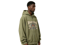 Sweat à capuche surdimensionné personnalisé en coton 100% imprimé DTG Kornit, avec emblème rétro et slogan, écologique, style streetwear vintage pour homme