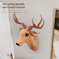 EPT 1350PCS Blocs de construction Tête de cerf à monter au mur, Sculpture 3D, Puzzle animalier DIY, Décoration artistique pour la maison, pour adolescents et adultes