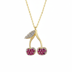 สร้อยคอรูปเชอร์รี่สีทอง14K เครื่องประดับชั้นดีสำหรับผู้หญิงทำจากไก่งวง - Product Image 2