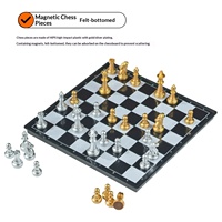 Jeu d'échecs magnétique haut de gamme en or et argent, pliable et portable pour débutants et enfants
