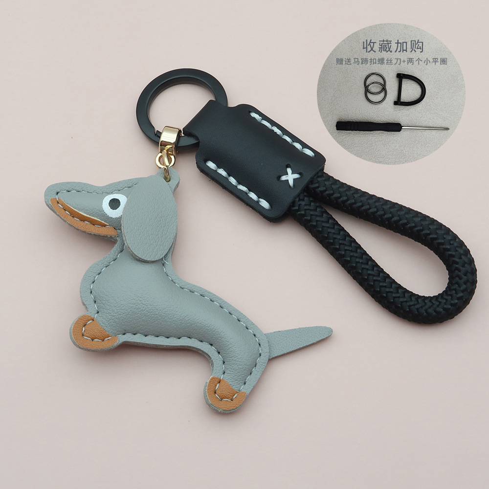 Cachorro gris (incluye 2 anillas planas pequeñas + hebilla en forma de D)