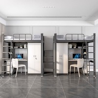 Multifunktionales Stahl-Etagenbett mit Oberbett und Untertisch Apartment-Etagenbett mit Kleiderschrank Studenten-Wohnheimbett