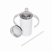 Gobelet isotherme à double paroi en acier inoxydable de 12 oz pour enfants, avec paille et couvercle, bouteille d'eau pour bébé, modèle RTS Sublimation