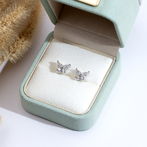 Pendientes de diamantes con forma de marquesa y redonda en plata S925 de Messi Jewelry MSE-883 para mujer - Product Image 3