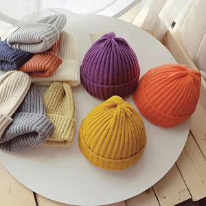 18 colores familia Otoño Invierno mamá <span class=keywords><strong>y</strong></span> yo gorras a juego padres e hijos Color caramelo sólido gorro de punto de lana sombreros de mujer - Product Image 2