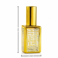 Frasco de Perfume Recargable de 15 ml, de Vidrio Dorado, Rectangular, con Rodillo, Varilla Aplicadora y Pulverizador, Tres Opciones de Aplicación, Tamaño de Viaje