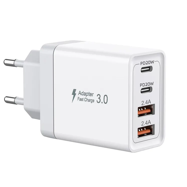 40W 4-Port USB PD QC3.0/GC4.0/GC2.0 Fast Charger with GaN Technology KC Certified Desktop Charger