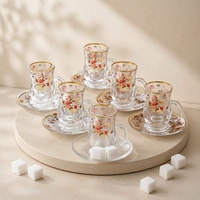 Tasse à thé en verre Royal LB 110 ml, style arabe du Moyen-Orient, cadeau turc de luxe, avec motif, pour café et thé