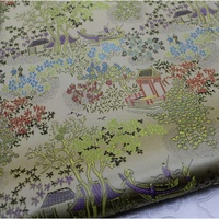 Tissu de brocart jacquard à motif de paysage chinois de haute qualité Tissu mélangé de polyester pour boîtes à bijoux/artisanat