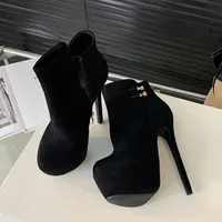 Bottines à plateforme pour femmes, style punk, sexy, ultra fines, à fermeture éclair, talons hauts, pour soirée en boîte de nuit, printemps automne