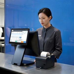 קופה רושמת TCOIOR אלומיניום 15.6 אינץ' עם מסך כפול, מערכת קופה משולבת לנקודת מכירה, מערכות קופה לחנויות קמעונאיות - Product Image 4