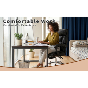 Silla de Oficina Ejecutiva con Altura Ajustable y Reposapiés, Silla de Escritorio de Cuero Reclinable con Respaldo Alto - Product Image 4