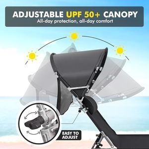 Chaise longue pliante avec auvent pare-soleil et ouverture pour le visage, chaise de bronzage extérieure plus confortable - Product Image 3