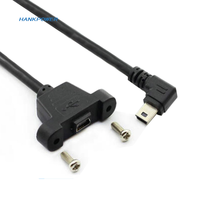 Câble adaptateur d'extension mâle-femelle Mini USB 5 broches à 90 degrés avec vis