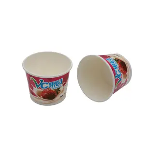 Tùy chỉnh in sinh thái thân thiện phân hủy sinh học cốc giấy Icecream bao bì Ice Cream cup thiết kế độc đáo với tùy chỉnh nắp