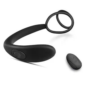 Männliche Gesundheitspflege Prostata-Massagegerät mit Penisring Fernbedienung 10 Geschwindigkeiten Vibration Silikonmaterial - Product Image 1