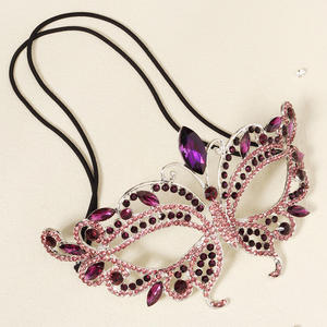 Maschera a Farfalla per Mascherata con Strass, Maschera in Metallo con Cristalli, Maschera Veneziana per Feste e Balli in Maschera, Corona per Costumi Femminili - Product Image 4