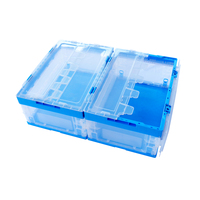 Caisse en plastique pliable rectangulaire classique, solide, empilable, avec couvercle transparent, boîte de rangement pliable, utilisation domestique, logistique