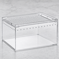 Terrarium en acrylique pour tortues, serpents, crabes ermites, boîte d'élevage empilable, base surélevée ventilée, vue panoramique à 360 degrés, grand modèle