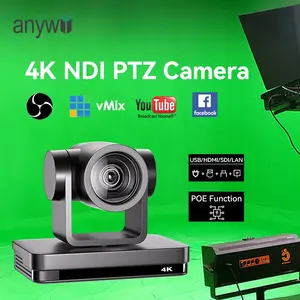 Anywii 4k 12X USB HD mi SDI video hội nghị Camera NDI HX 4k PoE PTZ camera phát trực tiếp cho Nhà thờ