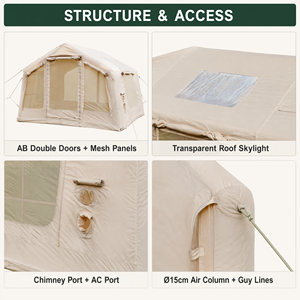 Tente gonflable d'extérieur pour famille, en tissu Oxford imperméable, double couche, quatre saisons, pliable, 6,3 mètres carrés - Product Image 3