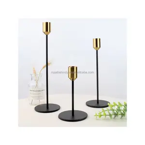 Mộc Mạc Đầu Duy Nhất Kim Loại Vàng Đám Cưới Nến Chủ Sở Hữu Centerpieces Bảng Trang Trí Màu Đen Centerpieces Cho Đám Cưới Bảng